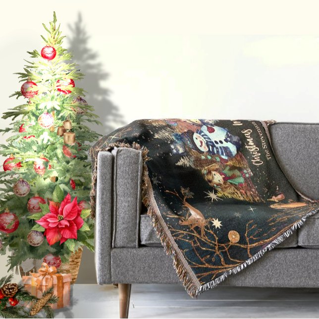 Cobertor Verde-preto, mágico e bonito, de Natal (Cute Christmas Magic Black Green Throw Blanket)