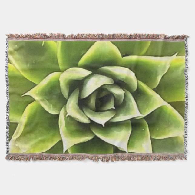 Cobertor Verde Suculta Arte Cactos (Frente)