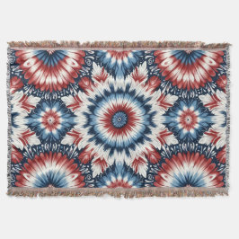 Cobertor Vermelho, Branco e Azul Tie-dye