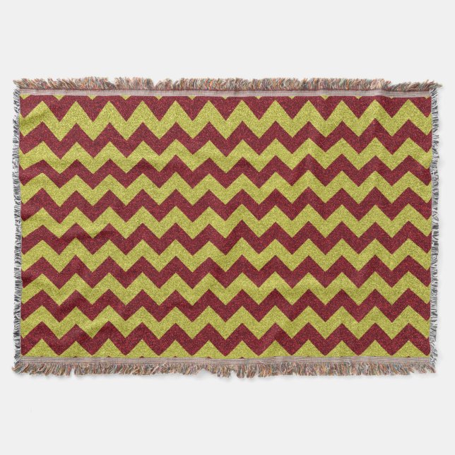 Cobertor Vermelho & Dourado Glitter Zigue-Zague (Frente)