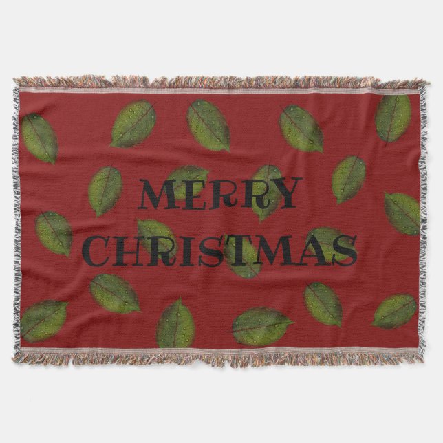 Cobertor Vermelho "FELIZ NATAL" Leafy (Frente)