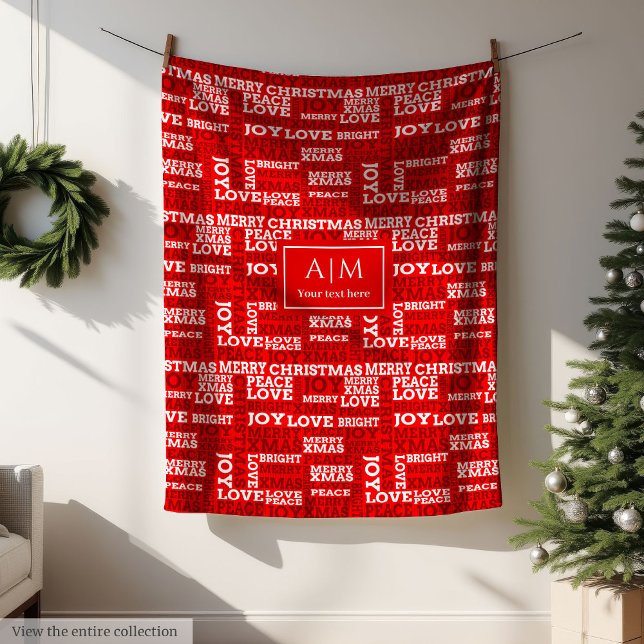 cobertor vermelho festivo com letra de Natal (Festive red blanket with Christmas lettering)