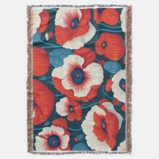 Cobertor Vermelho Floral Papoula