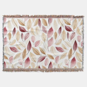 Cobertor Vermelho Folhas Blush Creme Dourado