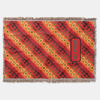 Cobertor Vermelho Laranja Verde Aztec