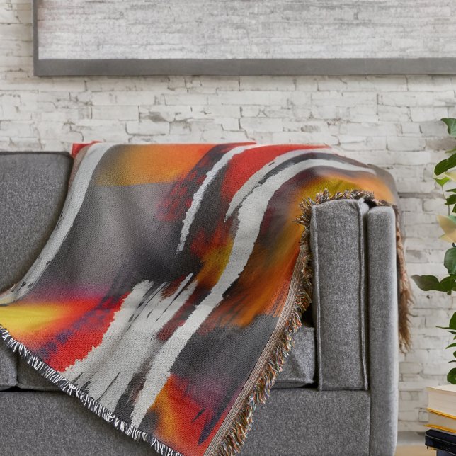 Cobertor Vermelho Negro preto e Abstrato de Arte Moderna Am (Get comfy and cozy in style with this colorful abstract modern art throw blanket.)