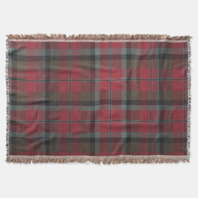 Cobertor Vermelho quente e marrom, Tartan (Frente)
