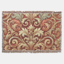 Cobertor Vermelho Vintage e Cor damasco Dourada