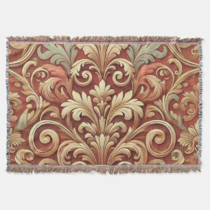 Cobertor Vermelho Vintage e Cor damasco Dourada