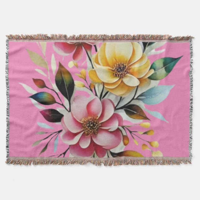 Cobertor vetor de arte amarelo-rosa pastel (Frente)