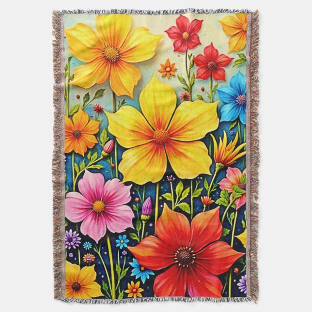 Cobertor Vibrant Flowers: Garden of Joy Art (Frente Vertical)