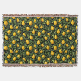 Cobertor Vibrant Lemon Citrus Tree Pattern