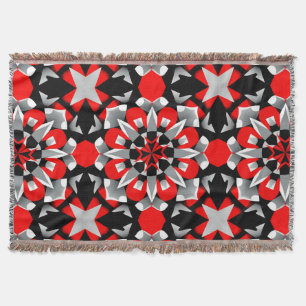 Cobertor Vibrante Design de Mandala Geométrico com Vermelho