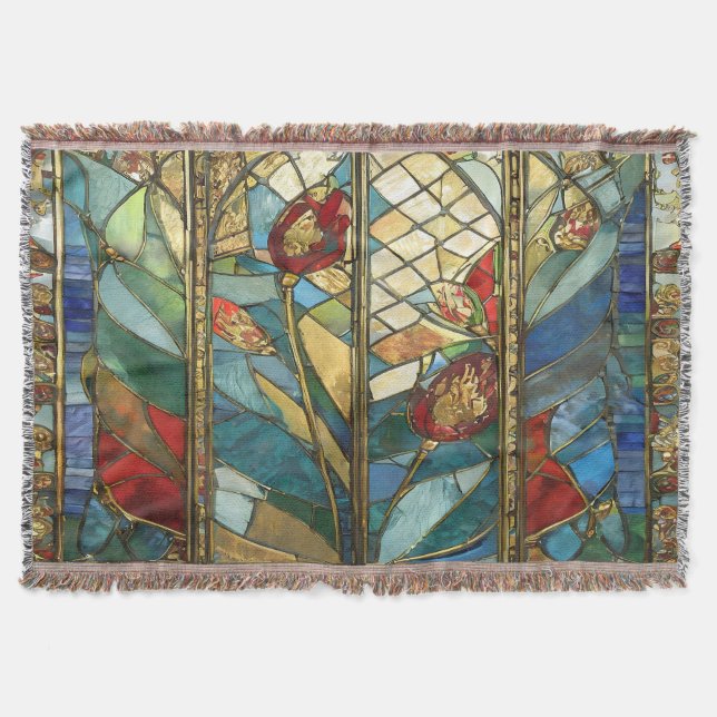 Cobertor Vidro Vermelho Chefe Poppies no nascer do Sol (Frente)