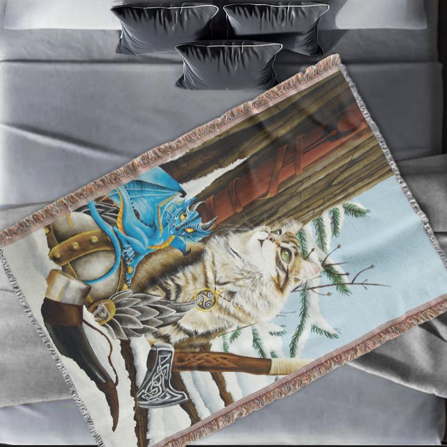 Cobertor Viking Cat Blue Dragon (Criador carregado)