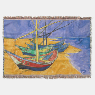 Cobertor Vincent van Gogh - Barcos de Pesca na Praia