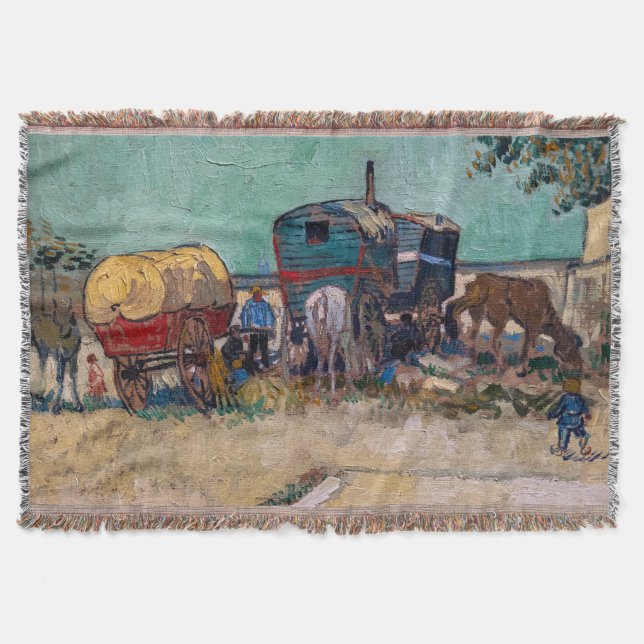Cobertor Vincent Van Gogh - Caravanas, Campo de Ciganos per (Frente)