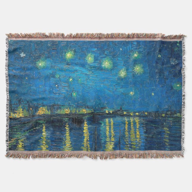 Cobertor Vincent Van Gogh Noite Estrelada Sobre o Ródano (Frente)