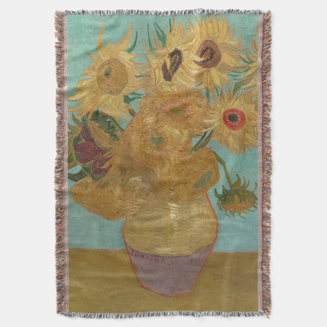 Cobertor Vincent van Gogh - Vaso com Doze Girassóis (Frente Vertical)