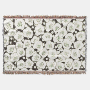 Cobertor Vintage 1902 Japonês Floral: Flor Branca Preta