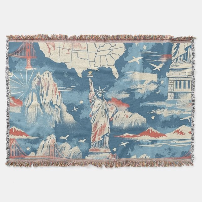 Cobertor Vintage American Landmark Pattern - Liberty, EUA (Frente)