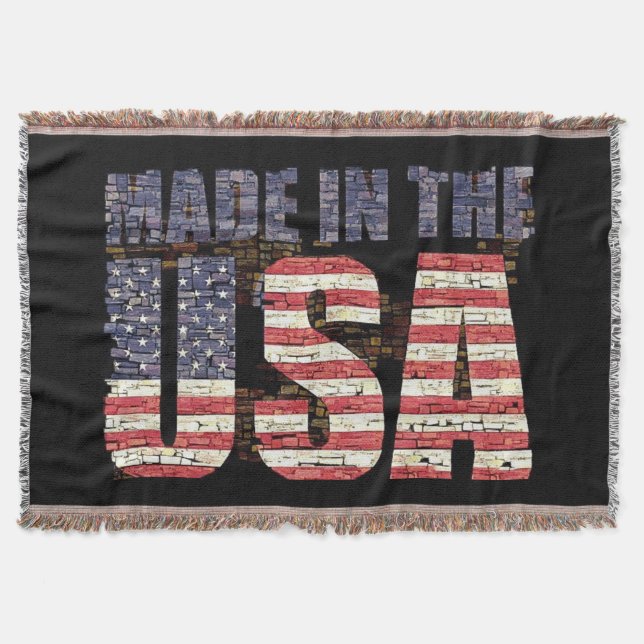 Cobertor Vintage angustiada USA Letters and flag (Frente)