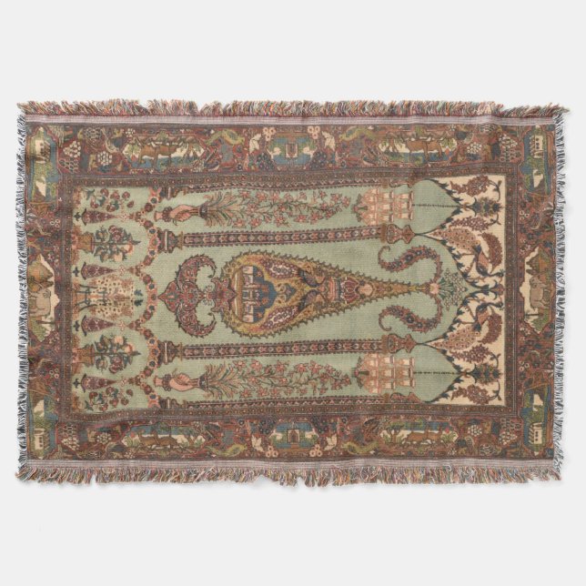 Cobertor Vintage Antique Iranian Persian Rug Carpet  (Frente)