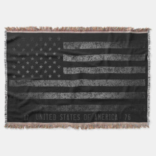 Cobertor Vintage Black Grunge American Flag Distinto Text