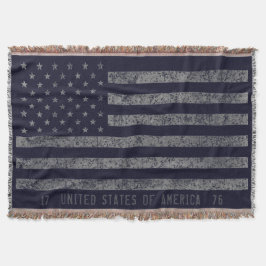 Cobertor Vintage Blue Grunge American Flag Texto em Distânc