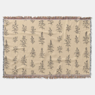 Cobertor Vintage Botanical Herb Pattern – Neutral Floral