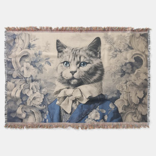 Cobertor Vintage Cat Gentleman Toile de Jouy Chaton Noble