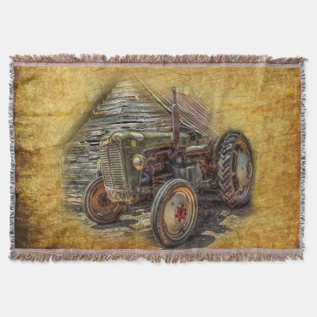 Cobertor Vintage Fazenda Trator Velho (Frente)