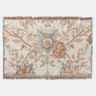 Cobertor Vintage Floral Cor damasco com Rosas e Sair