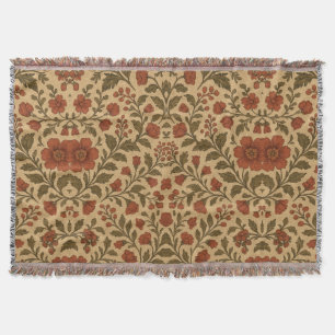 Cobertor Vintage Floral Vermelho Verde