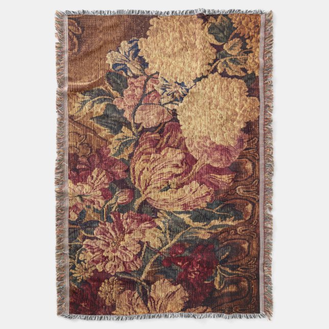 Cobertor Vintage flowers woven jaquard blanket (Frente Vertical)
