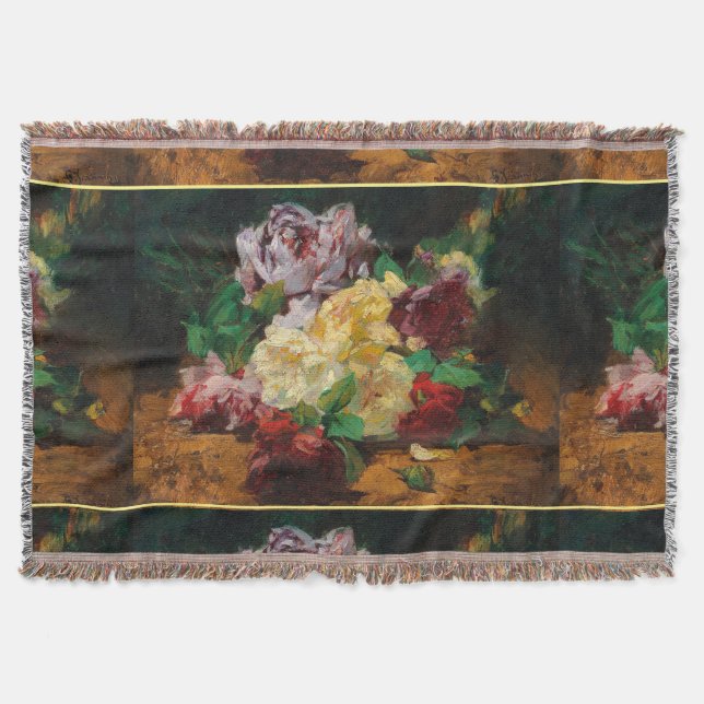 Cobertor Vintage French Georges Jeannin Rosas (Frente)