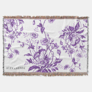 Cobertor Vintage French Toile Purple Personalizado