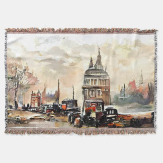 Cobertor Vintage London Street Scene Art Throw