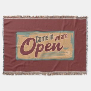 Cobertor Vintage open business sign retro cafe garage red