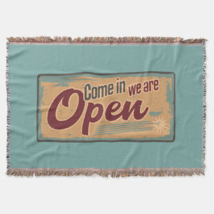 Cobertor Vintage open business sign retro cafe garagem