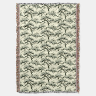 Cobertor Vintage Oriental Bonsai Tree Patterno Japonês