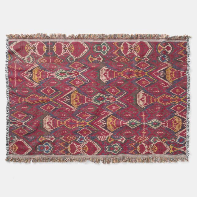Cobertor Vintage Oriental Usbequistão Bukhara Ikat (Frente)