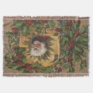 Cobertor Vintage Papais noeis Antiguamente Natal Holly