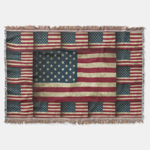 Cobertor Vintage Patriotic Rustic Grunge USA Flag Americano