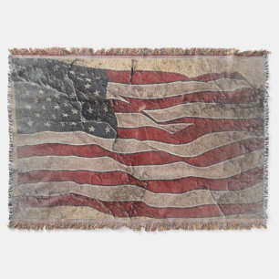 Cobertor Vintage Patriotic USA Flag em Stone Wall