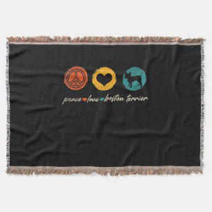 Cobertor Vintage Peace Love Boston Terrier Dog Lover Gifts