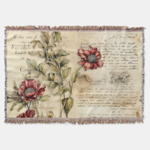 Cobertor Vintage - Pergaminho - Carta de Amor com Flores (1