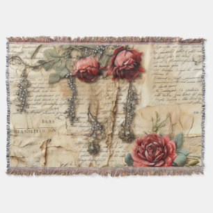 Cobertor Vintage - Pergaminho - Carta de Amor com Flores (4