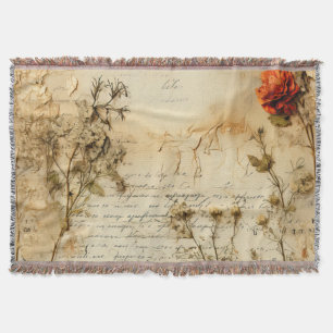 Cobertor Vintage - Pergaminho - Carta de Amor com Flores (5