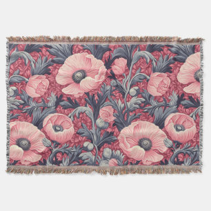 Cobertor Vintage Pink Poppies Floral
